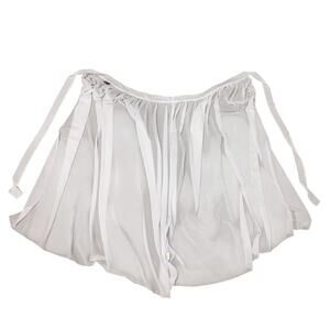 White Ruffle Chiffon Overlay Midi Skirt Tie Waist Plus‎ Size 18W